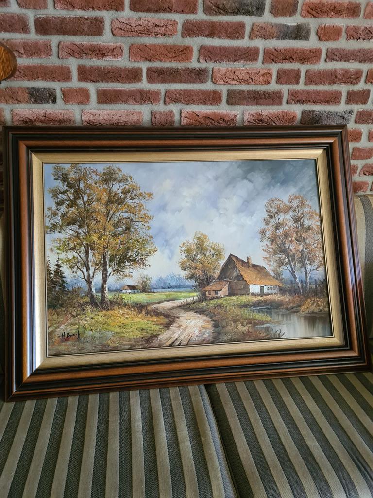 Schilderij H. Kruit - Landschap met boerderij, Ophalen