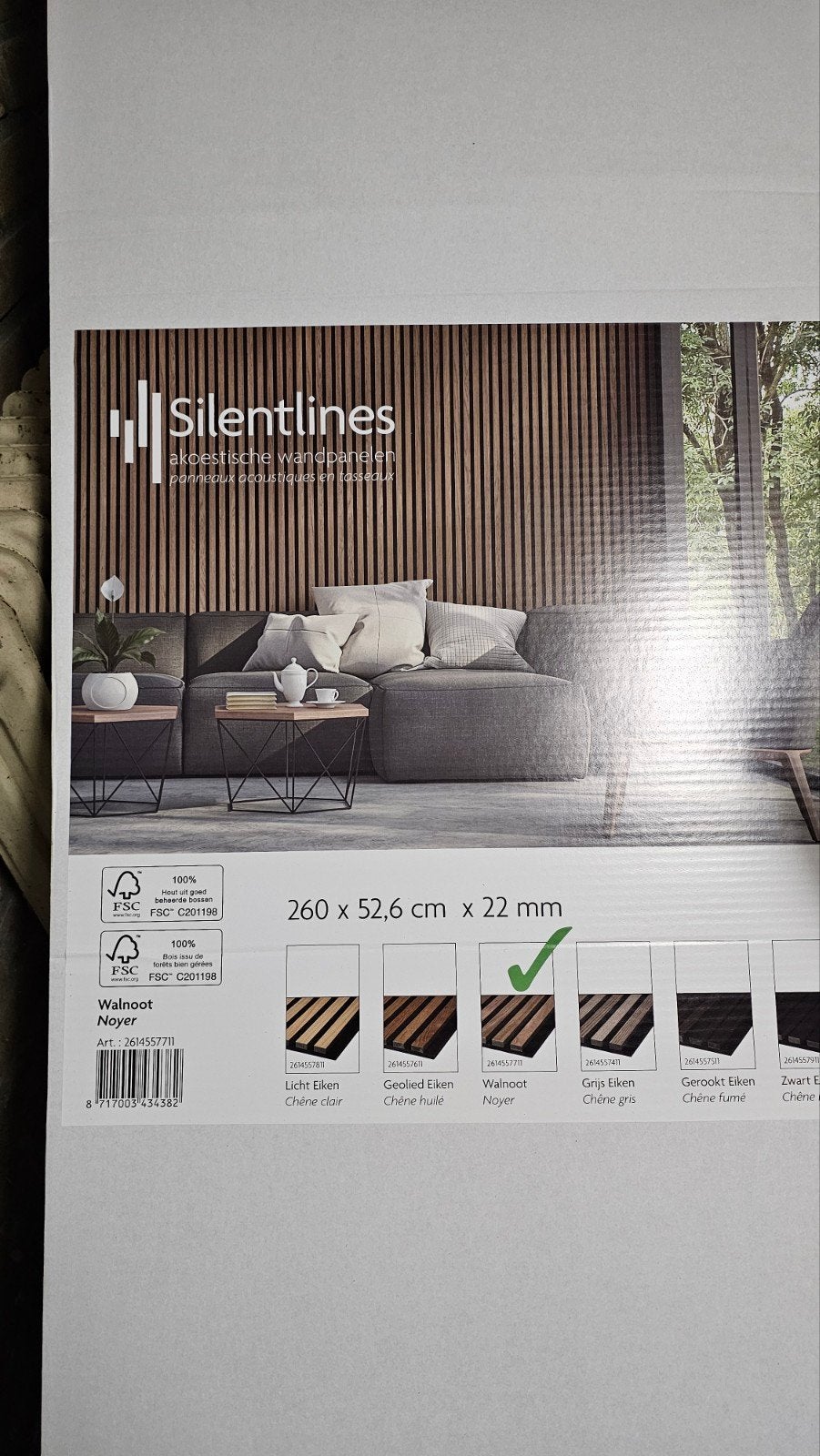 Silentlines akoestische wandpanelen Walnoot, Doe-het-zelf en Verbouw, Ophalen, Overige typen, Nieuw, Overige houtsoorten