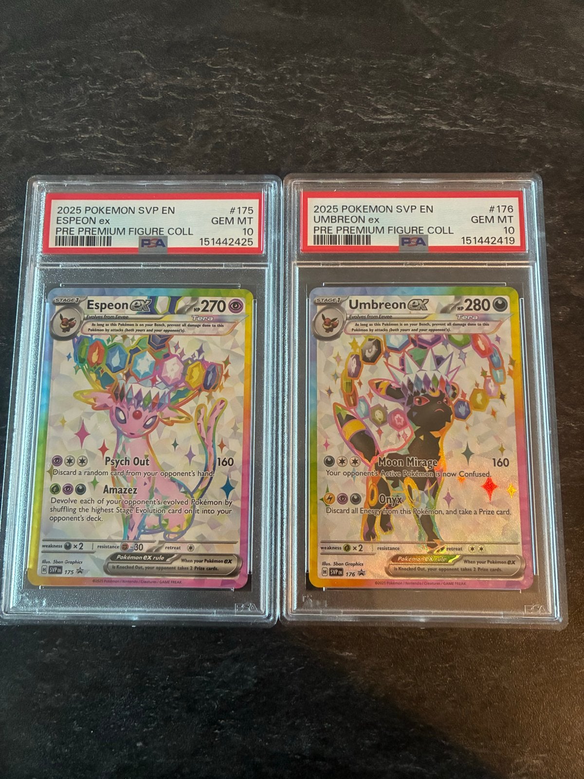 PSA 10 Espeon & Umbreon EX Pokemon kaarten (SVP EN), Ophalen of Verzenden, Nieuw, Meerdere kaarten