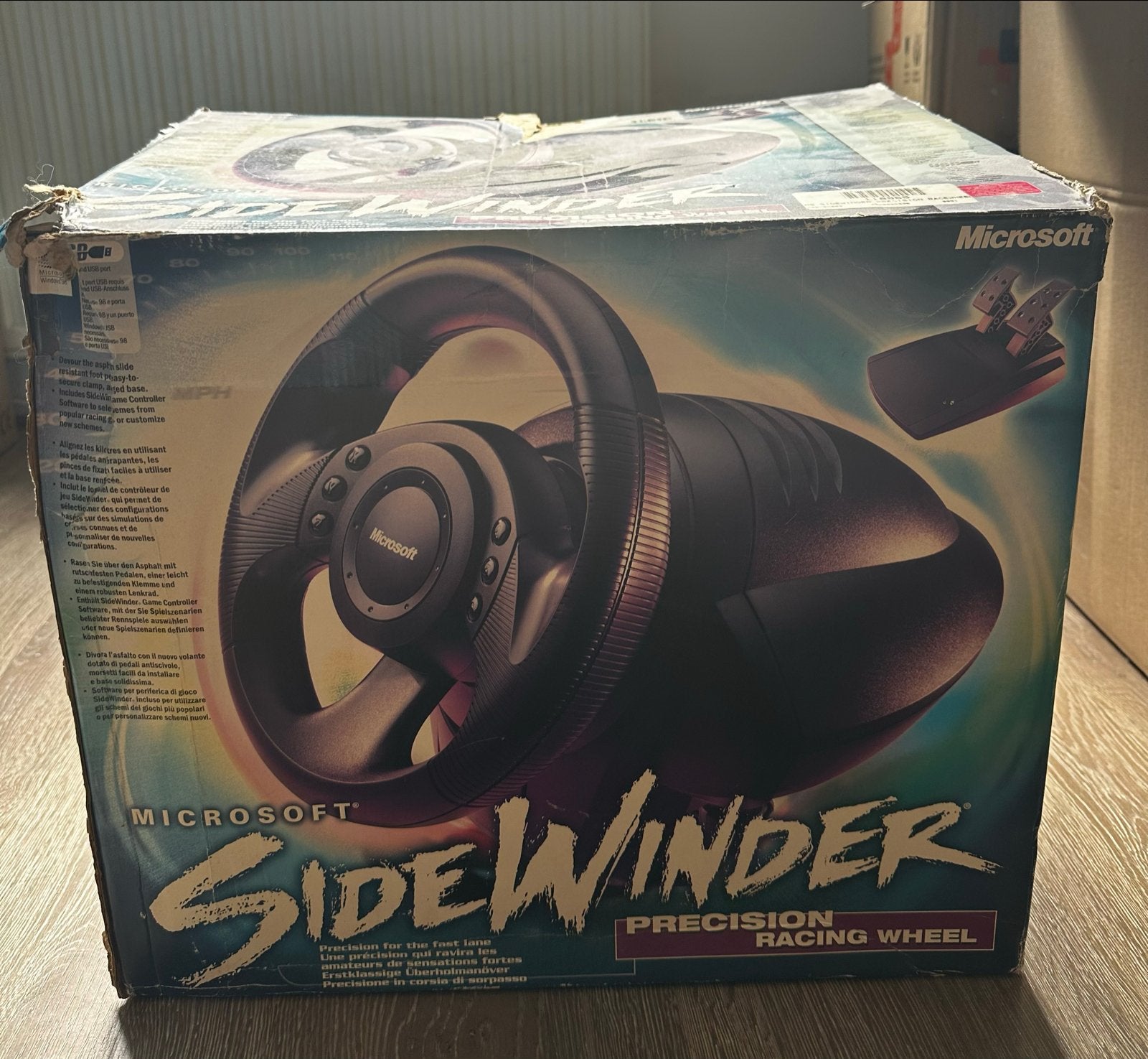 Microsoft SideWinder Precision Racing Wheel, 1 speler, Racen en Vliegen, Eén computer, Ophalen of Verzenden