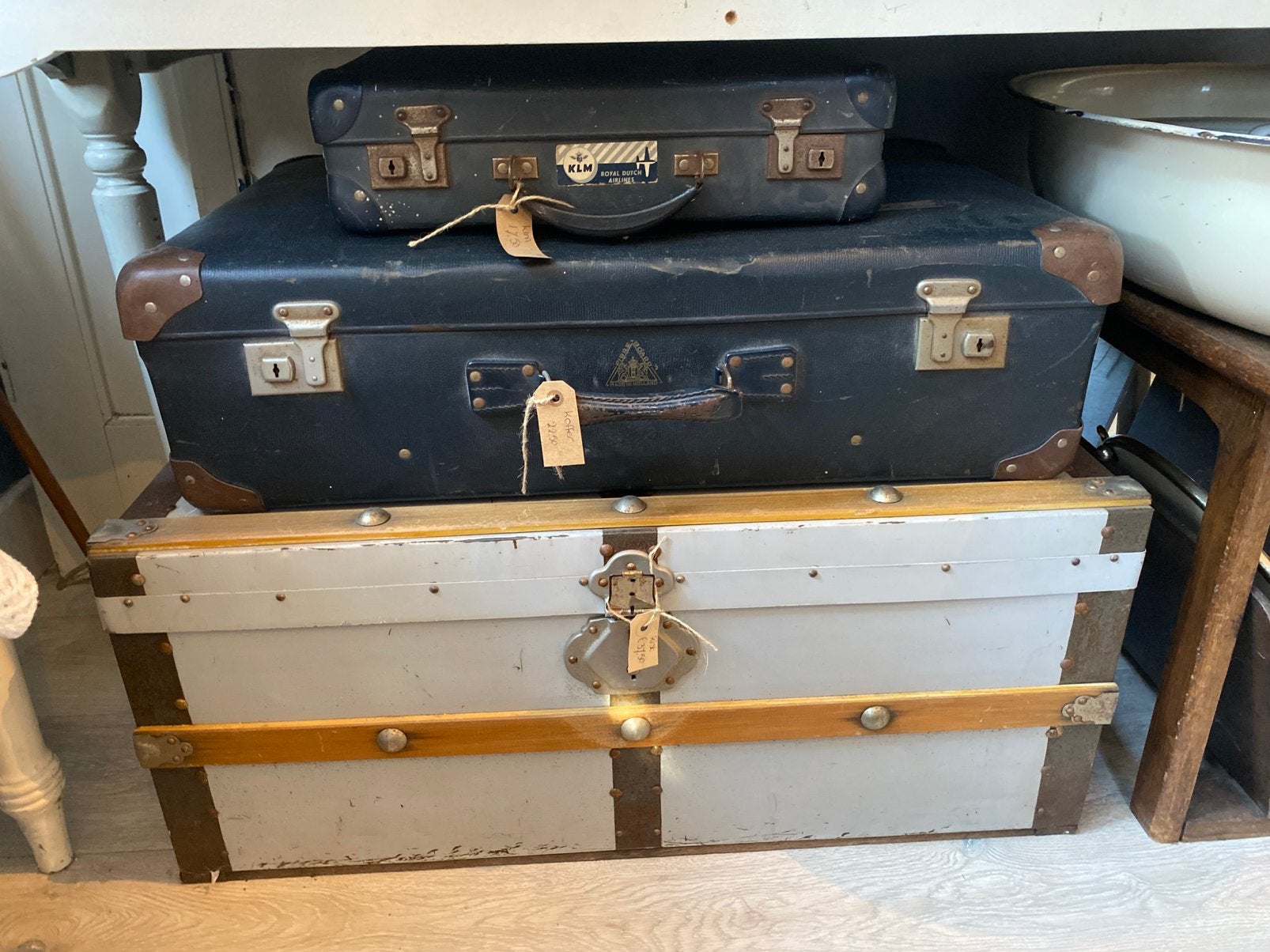 Leuke Oude Koffer van KLM, Koffertje, Vintage, Blauw, Ophalen