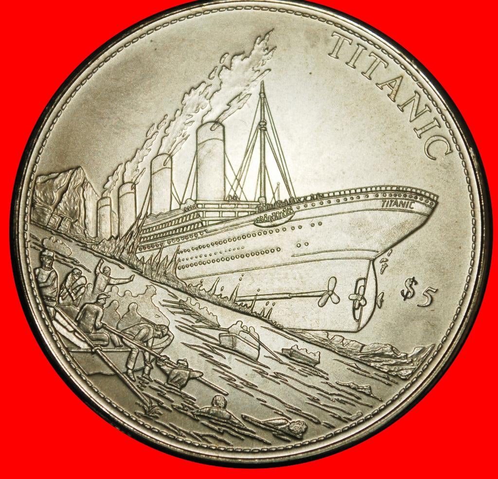 Ⰺ TITANIC MOVIE 1997: LIBERIA 5 DOLLARS 2000 SHIP~SUN RARE!, Postzegels en Munten, Munten | Afrika, Ophalen of Verzenden, Overige landen