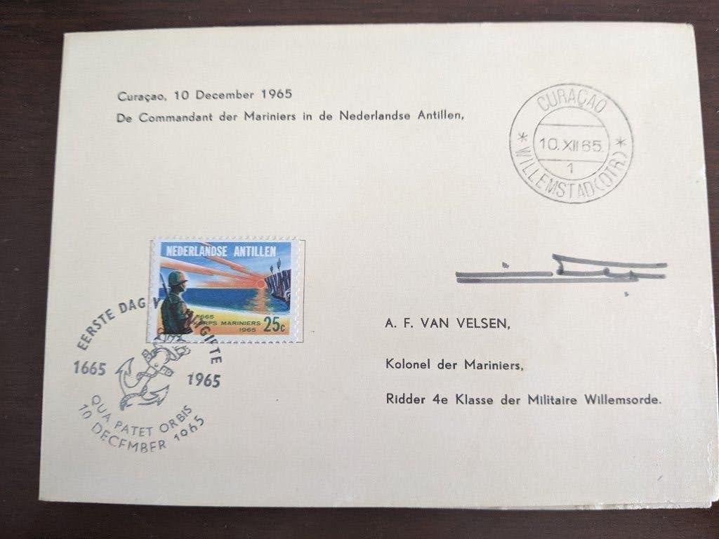 NEDERLANDSE ANTILLEN 1965; KAART 300 JAAR KORPS MARINIERS, Postzegels en Munten, Verzenden, Overige typen