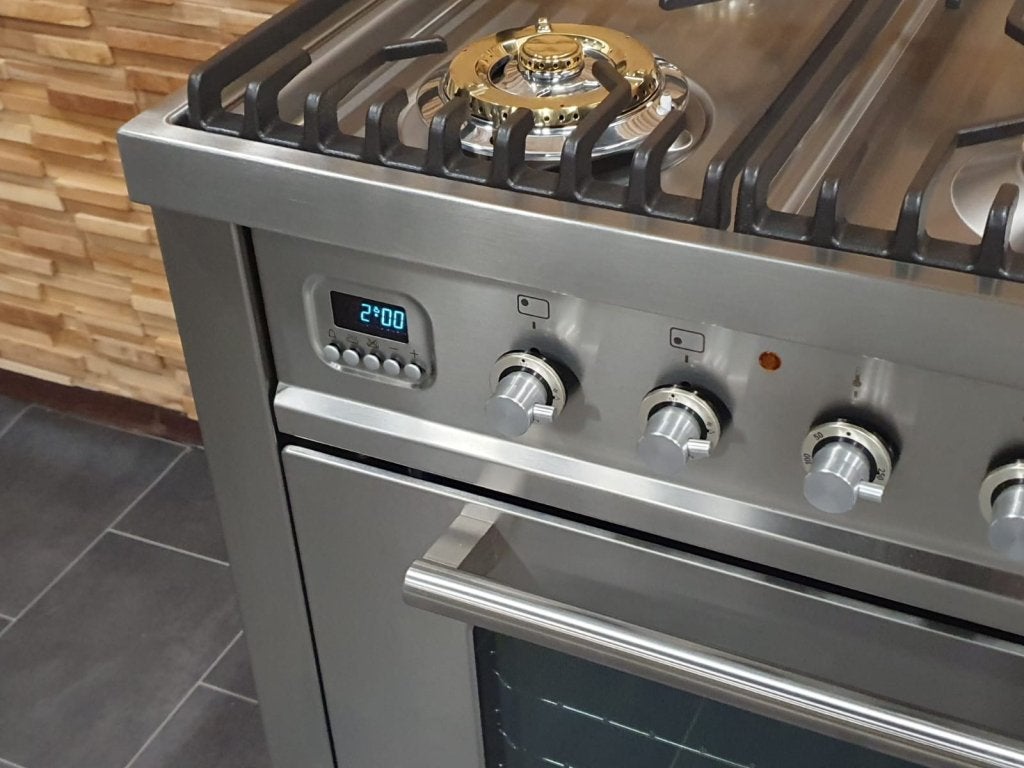 Luxe Boretti Fornuis 90cm rvs + rvs  1 grote oven 6 pits, Niet ingevuld, 60 cm of meer, Niet ingevuld, Ophalen of Verzenden