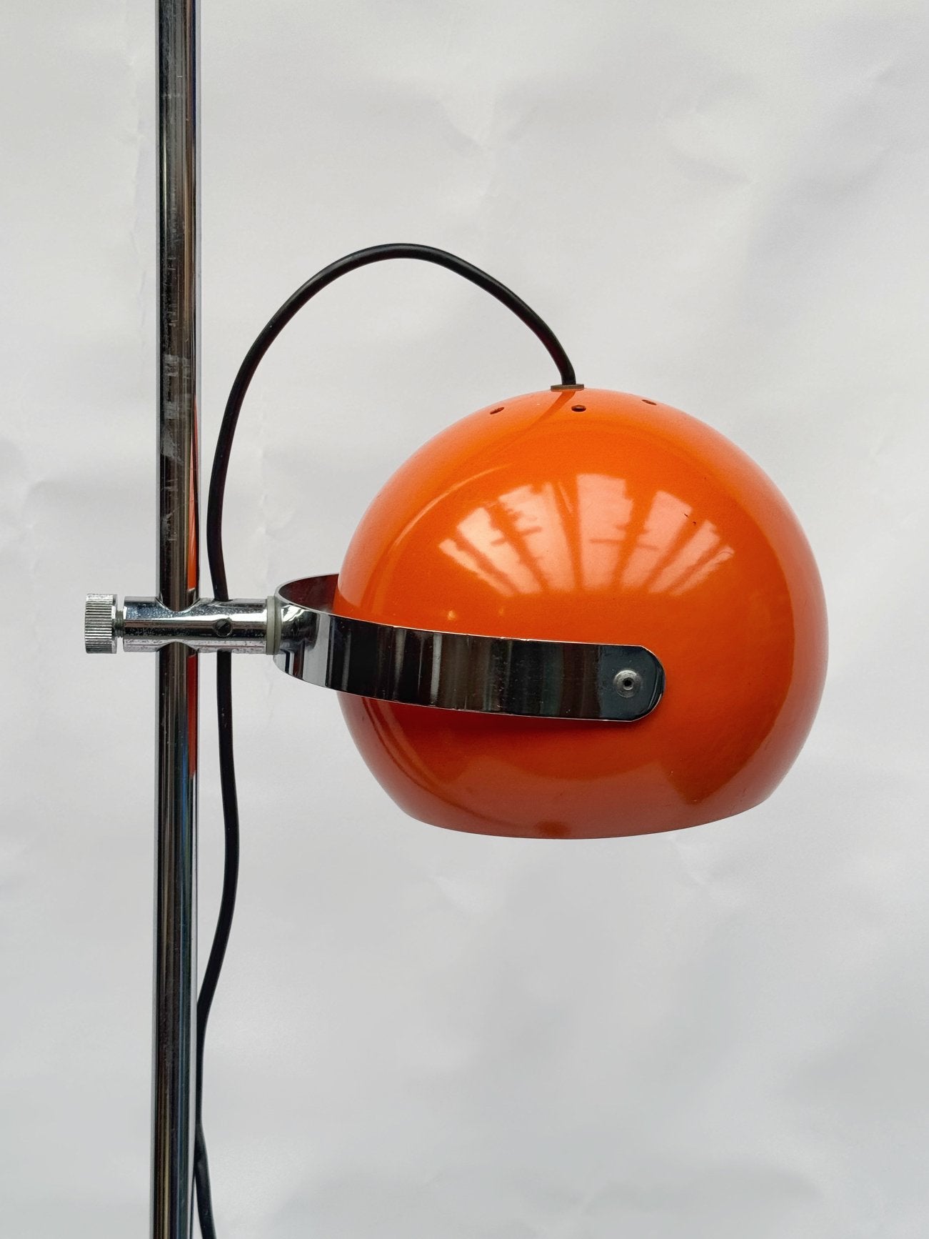Vintage Oranje Eyeball Vloerlamp, Chroom Space Age Jaren 70, Ophalen, Gebruikt, Space Age Mid Century, E27 (groot)
