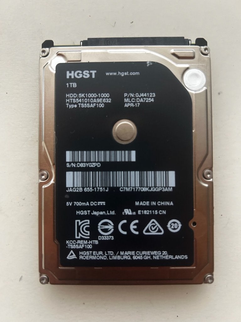 Apple Harddisk HGST 1TB HDD, Intern, Gebruikt, Ophalen of Verzenden, Desktop