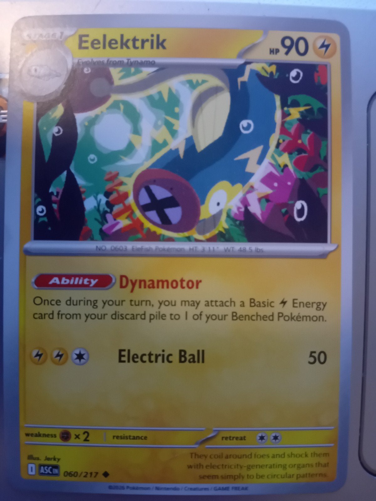 Pokémon Kaart Eelektrik 060/217 - Dynamotor, Ophalen of Verzenden, Gebruikt, Losse kaart, Foil