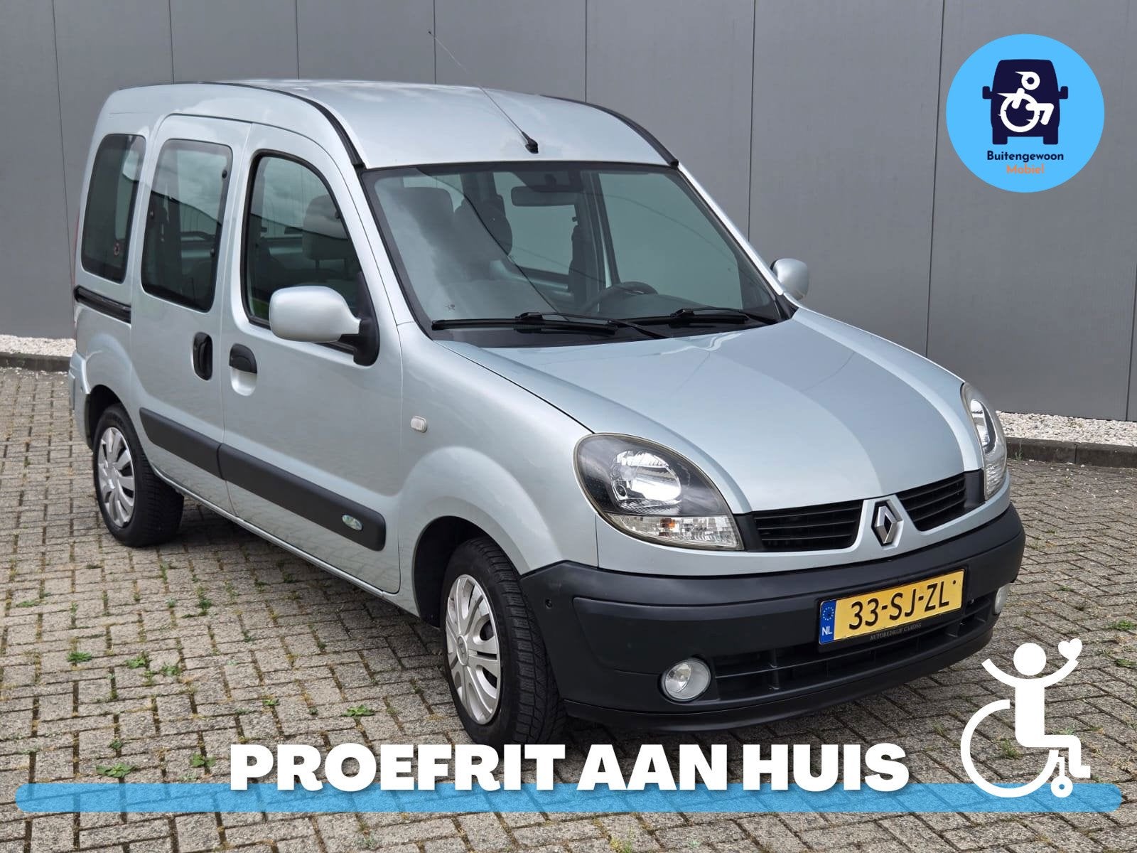 Renault Kangoo 1.6-16V Rolstoelauto Bodemverlaging (Airco), Elektrische ramen, Stof, 750 kg, 49 €/maand