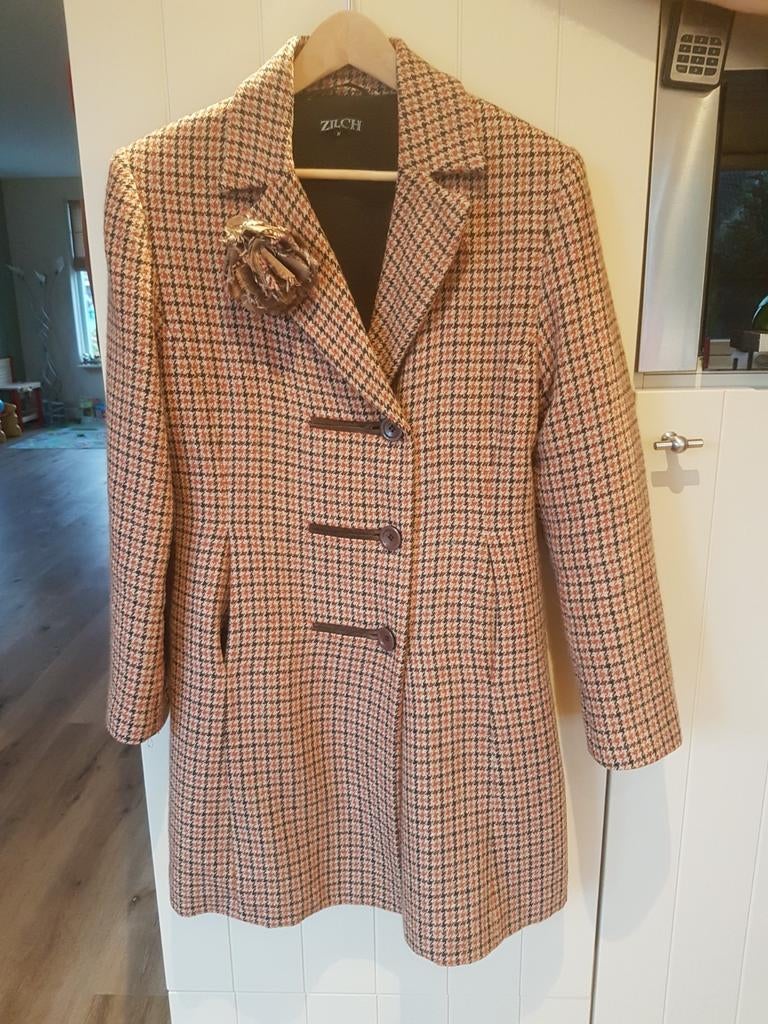 Half lange geruite jas, Kleding | Dames, Jassen | Winter, Ophalen of Verzenden, Gedragen, Maat 38/40 (M), Overige kleuren