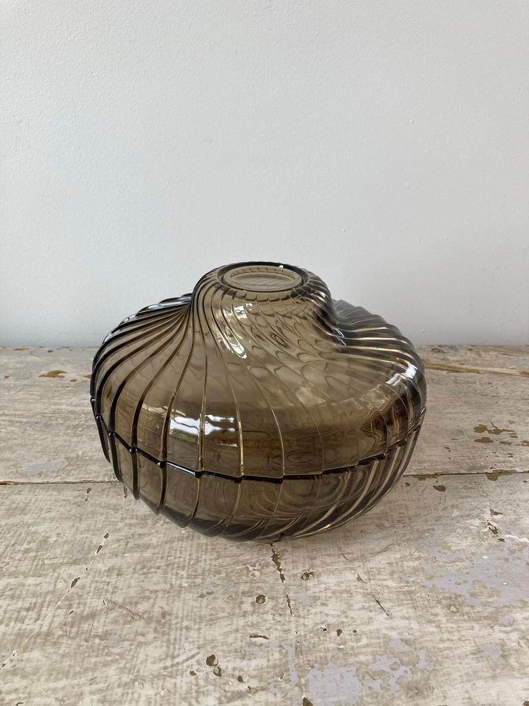 2 in een! Veropa France Swirl Rookglazen schaal met deksel, Antiek en Kunst, Antiek | Glas en Kristal, Ophalen of Verzenden