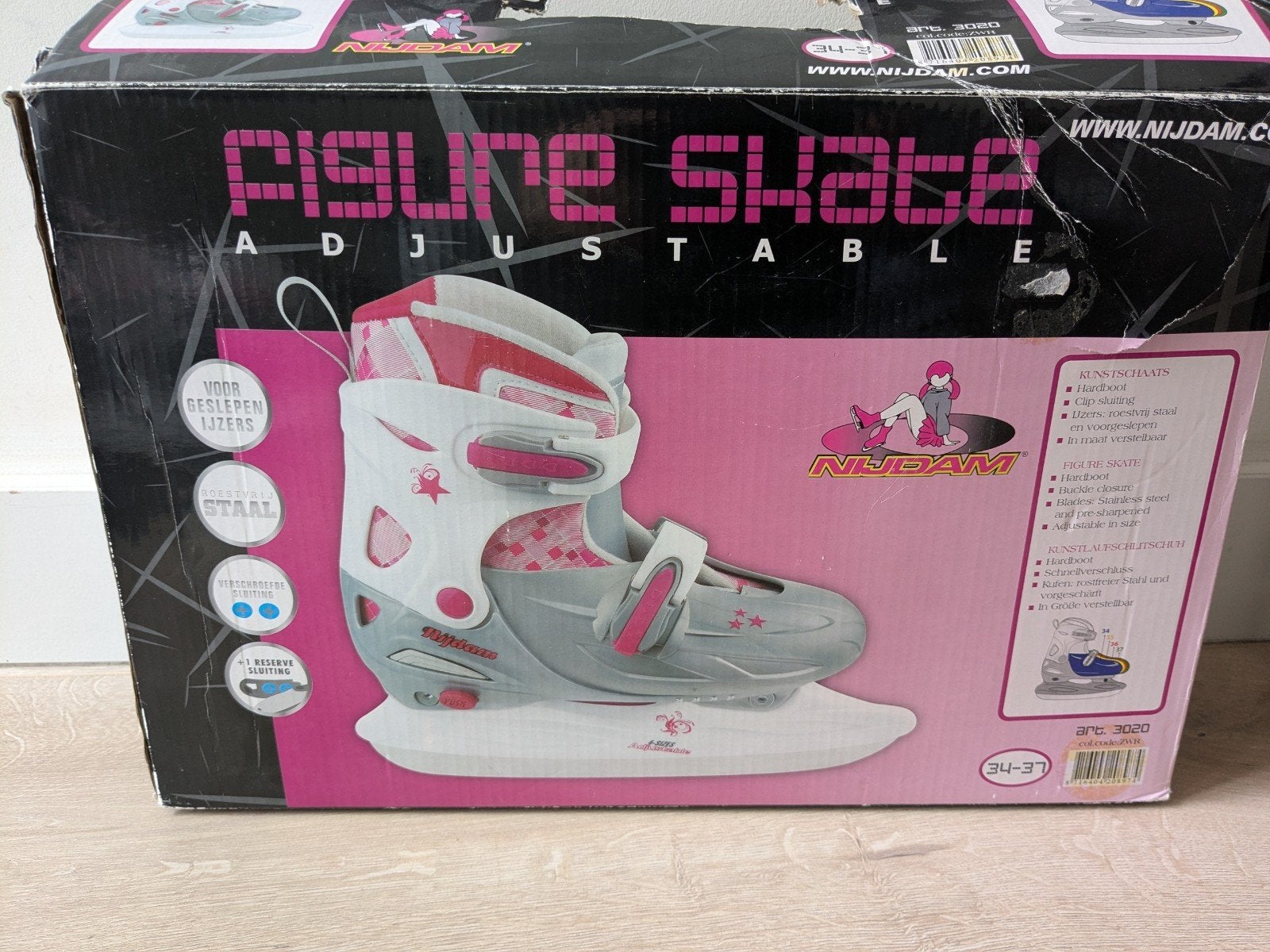 Nijdam meisjes schaatsen, roze, verstelbaar maat 34-37, Ophalen, Gebruikt, IJshockeyschaatsen, Nijdam