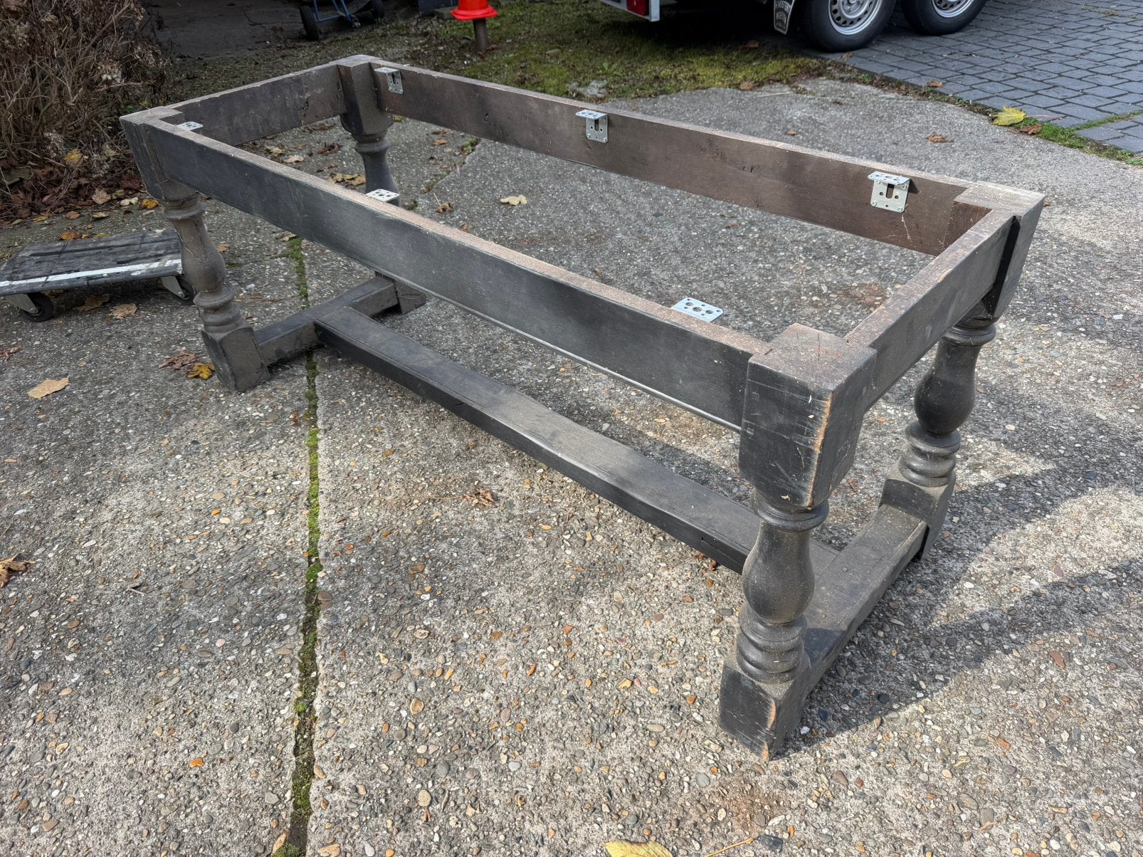 Eiken tafel onderstel klooster model eettafel, Ophalen, 200 cm of meer, M, 50 tot 100 cm