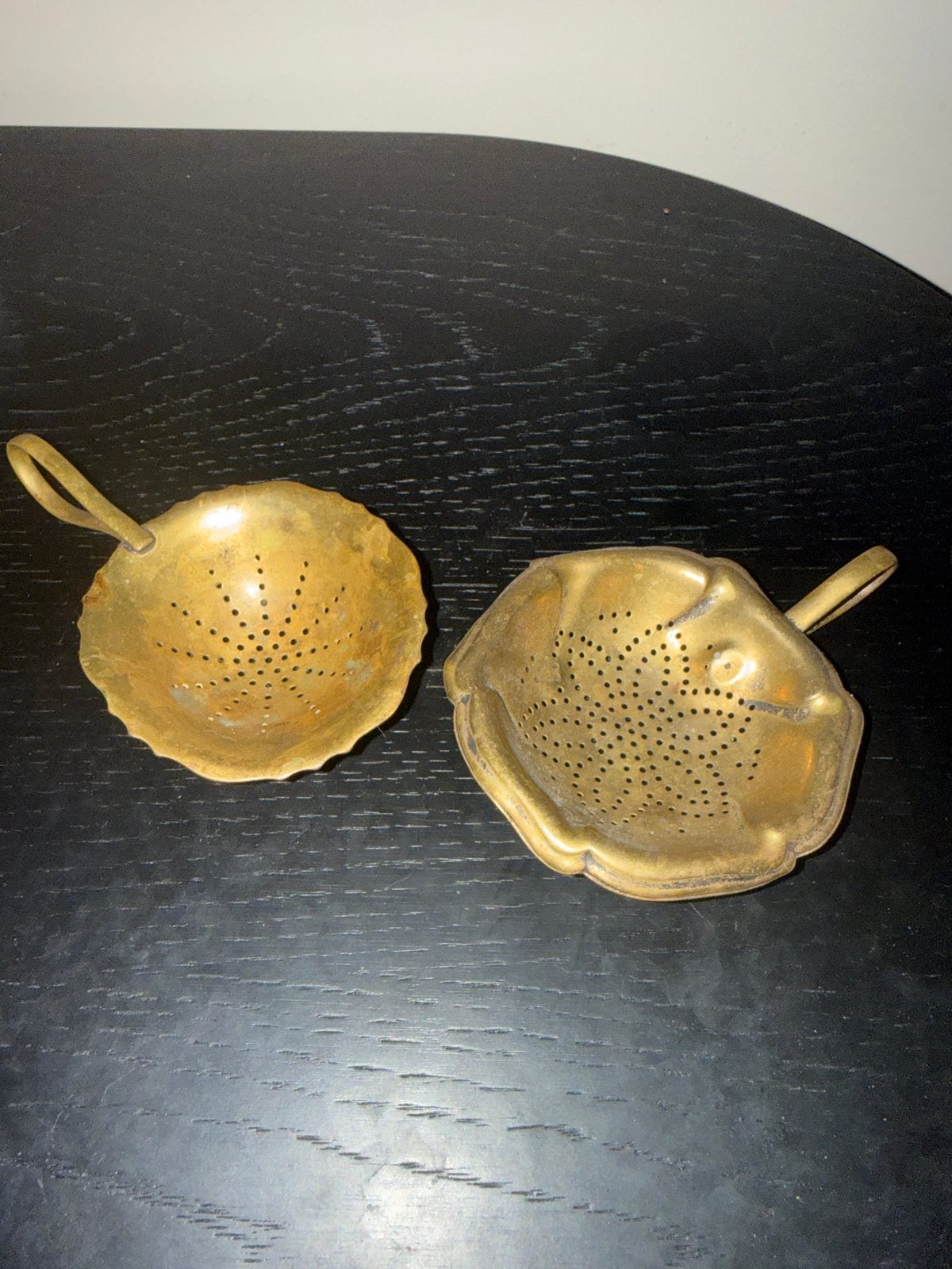 2 Antieke Theezeefjes - Messing, Antiek en Kunst, Antiek | Bestek, Ophalen of Verzenden