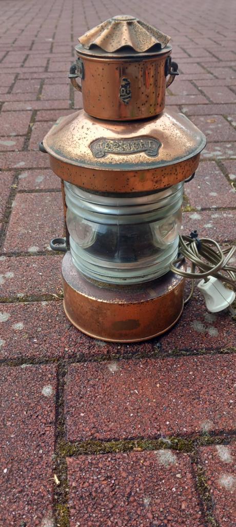 Antieke koperen scheepslamp, Antiek en Kunst, Ophalen of Verzenden