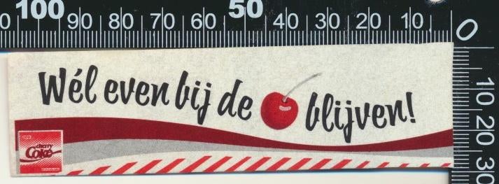 Sticker: Coca Cola - Cherry Coke - Wel even bij de Cherry, Verzamelen, Stickers, Zo goed als nieuw, Bedrijf of Vereniging, Ophalen of Verzenden
