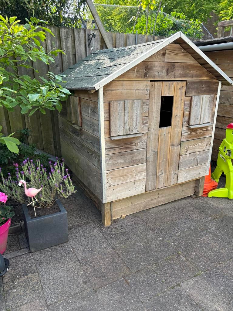 Leuk eigengemaakt houten speelhuisje voor kinderen, Ophalen, Zo goed als nieuw, Hout