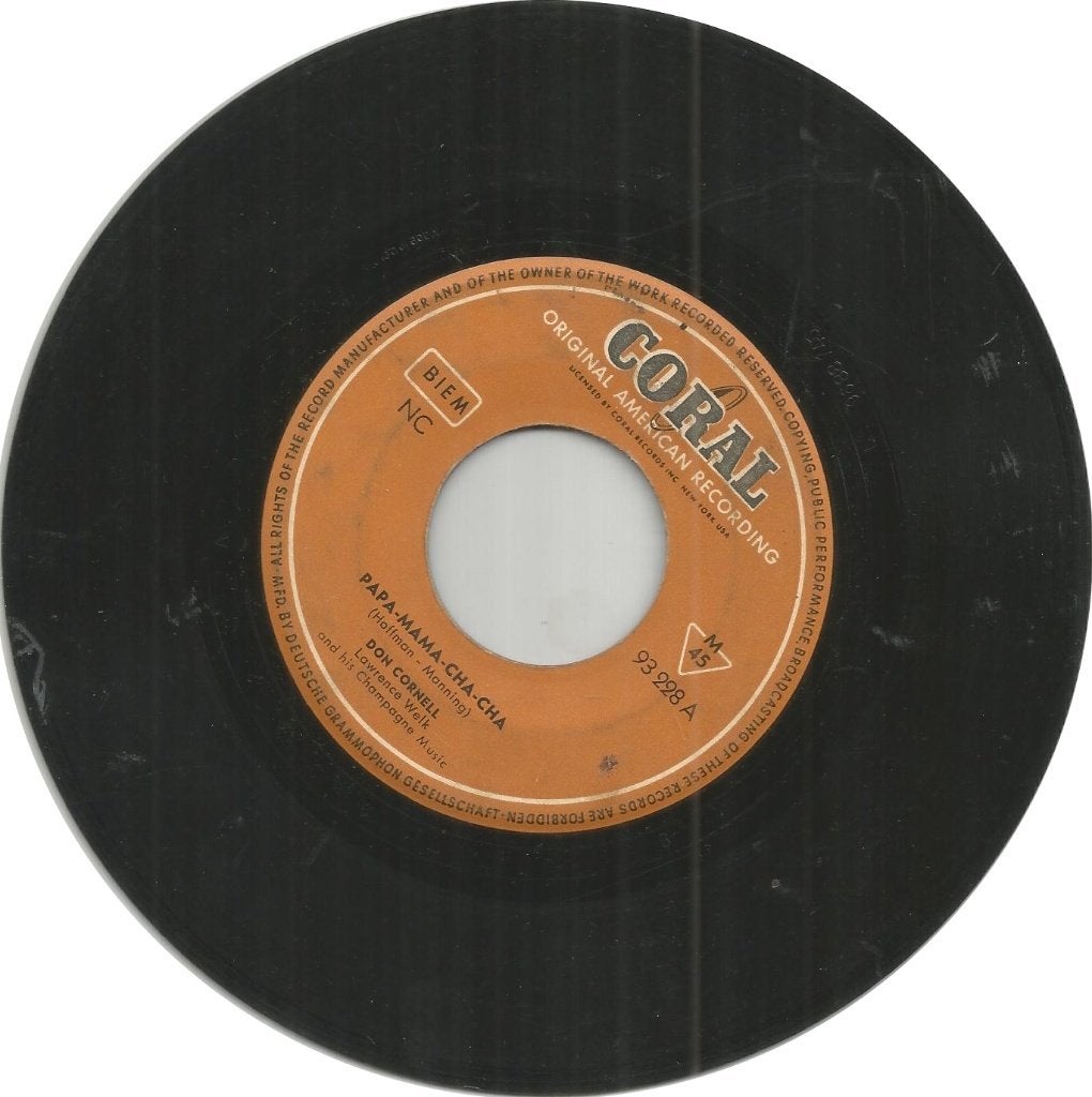 Don Cornell – Papa-Mama-Cha-Cha (1957), Cd's en Dvd's, Vinyl | Latin en Salsa, Gebruikt, 7 inch, Ophalen of Verzenden, Originele persing