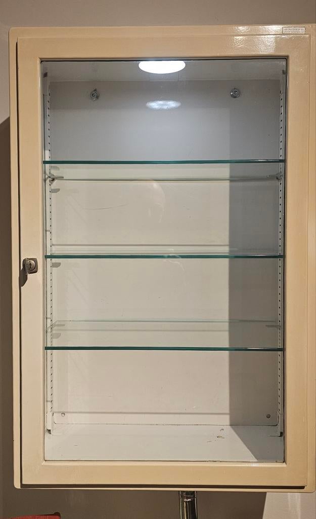 Metalen wandkast apothekerskast dokterskast, Ophalen, Gebruikt, Glas, 150 tot 200 cm