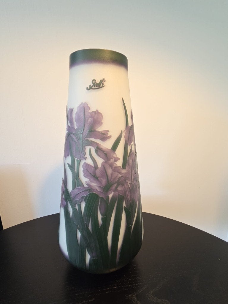 Prachtige grote handgemaakte Galle vaas, Overige kleuren, 44 cm, Ophalen of Verzenden, Handgemaakt
