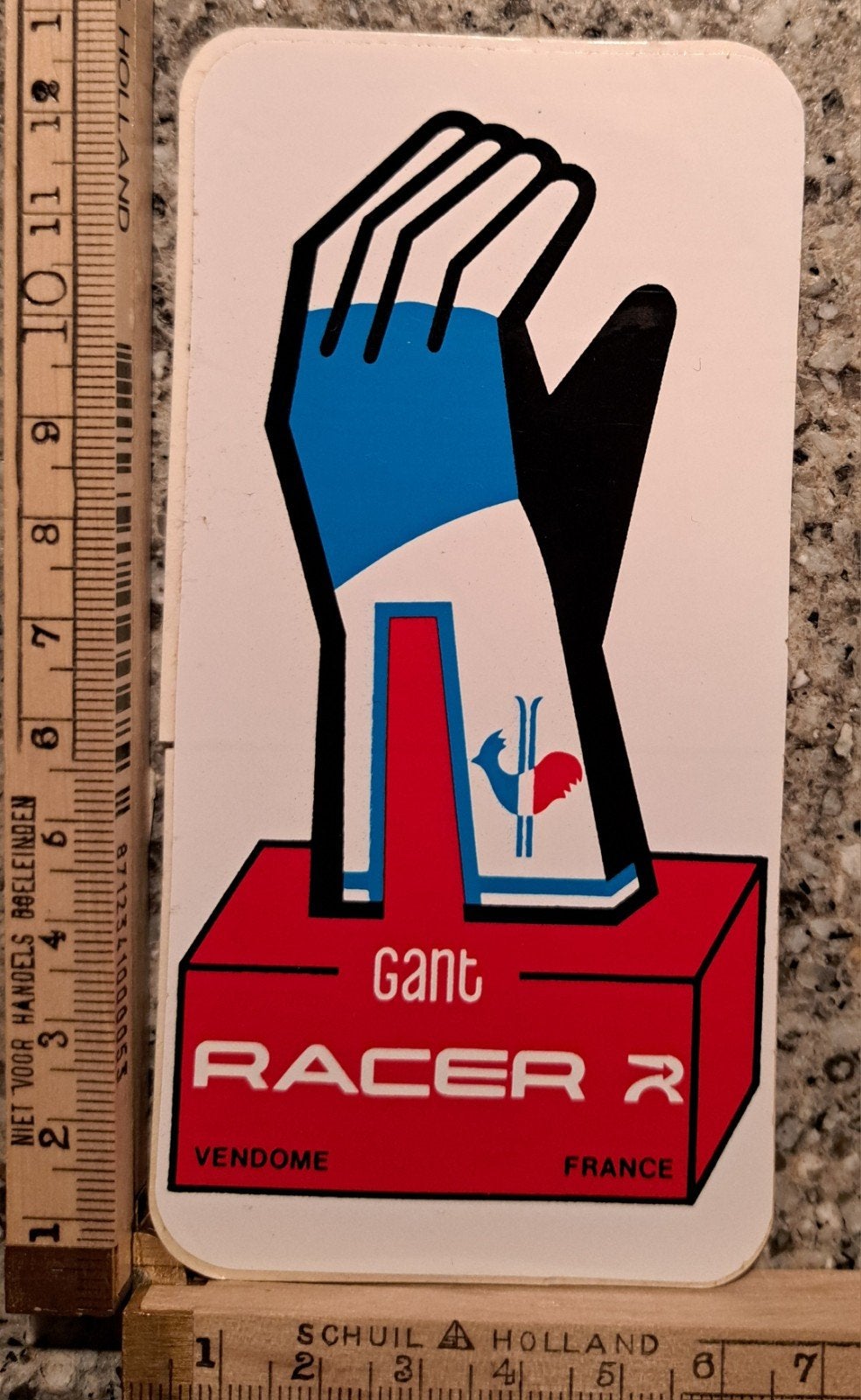 Vintage sticker Gant racer handschoen Frankrijk motorrace, Ophalen of Verzenden, Zo goed als nieuw, Auto of Motor