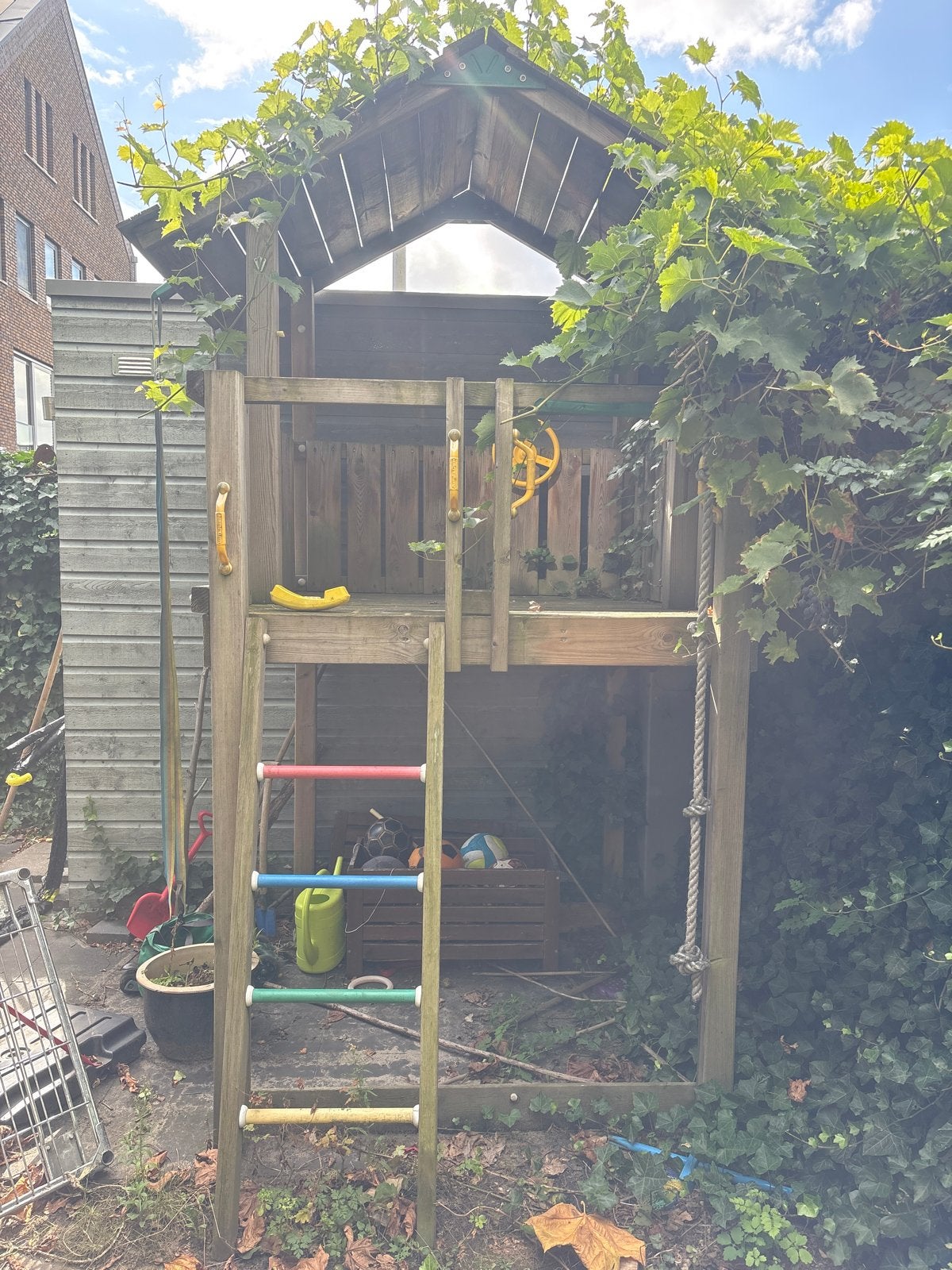 Houten speelhuisje Jungle Gym, Ophalen, Gebruikt, Hout