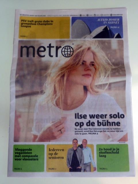 Metro - 31 August 2018 - with Ilse DeLange, Ilse De Lange, Verzenden, 1980 tot heden, Tijdschrift