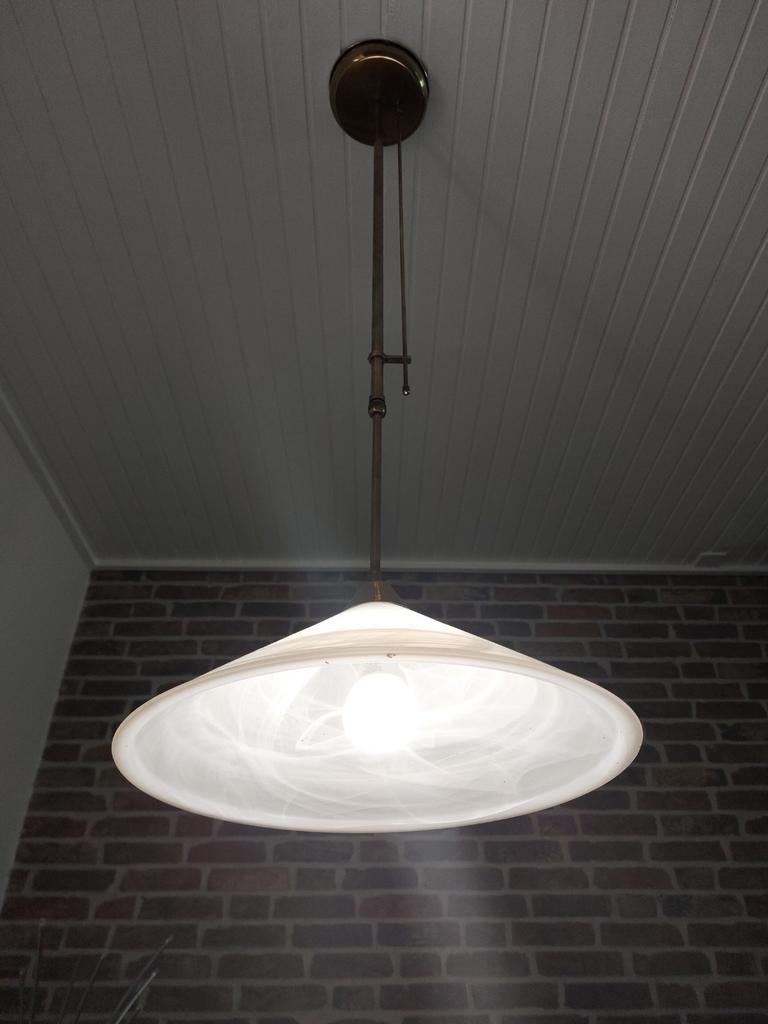 Hanglamp met witte glazen kap, Ophalen of Verzenden