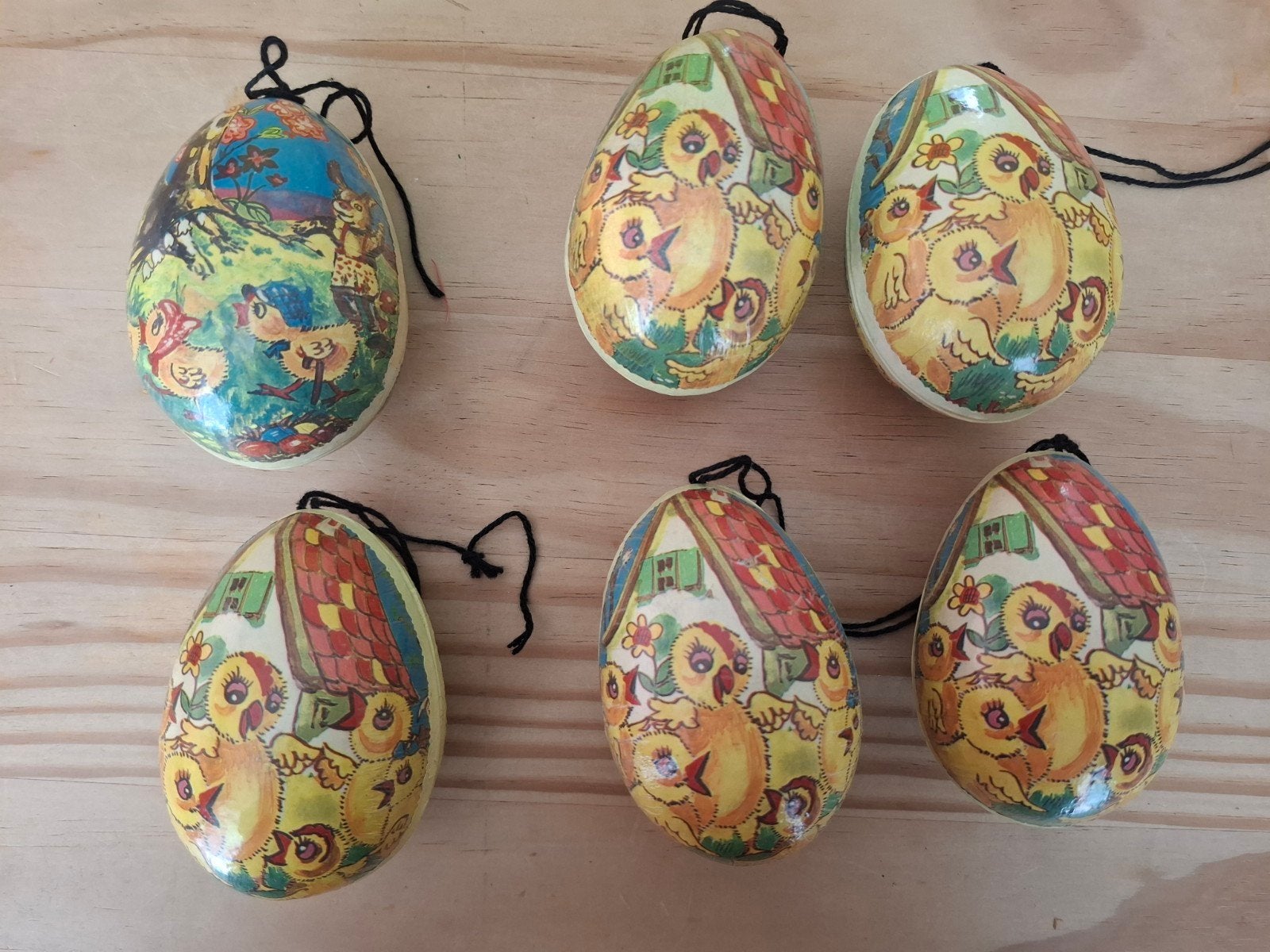6 Papier mache vintage paaseieren jaren 50, Ophalen, Gebruikt