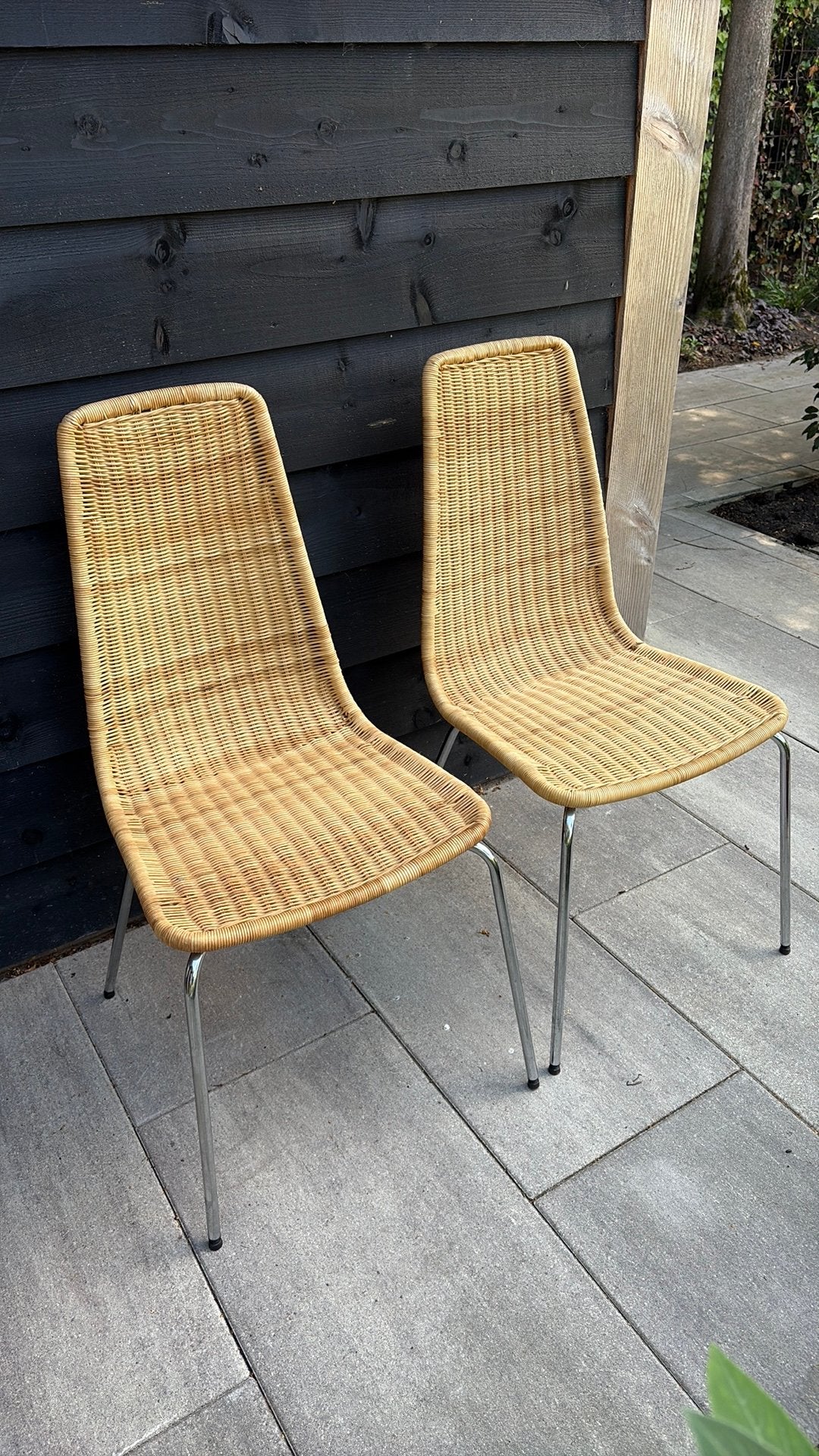 2 rotan eetkamerstoelen Ikea, Ophalen of Verzenden, Gebruikt, Bruin