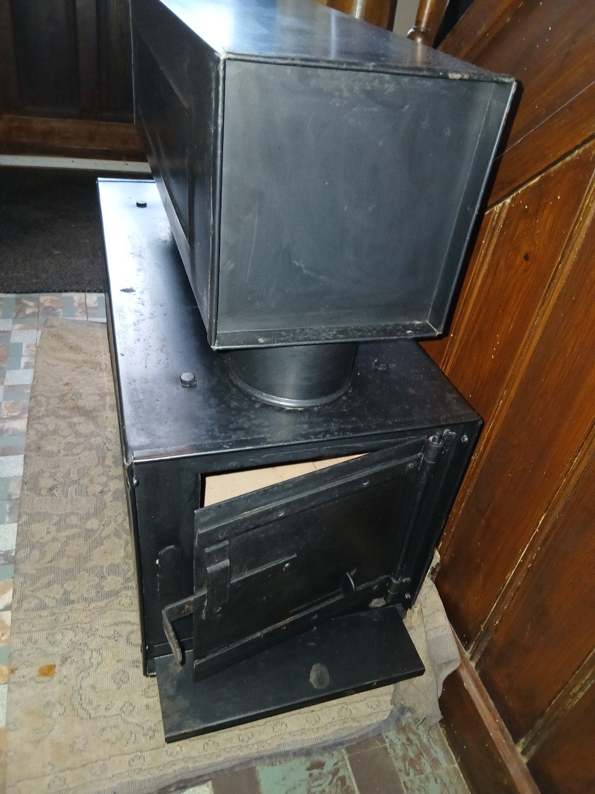 Ijzeren houtkachel vintage nieuw afmeting 61,5 x 30,5 CM hoo, Ophalen, Nieuw, Hout, Houtkachel