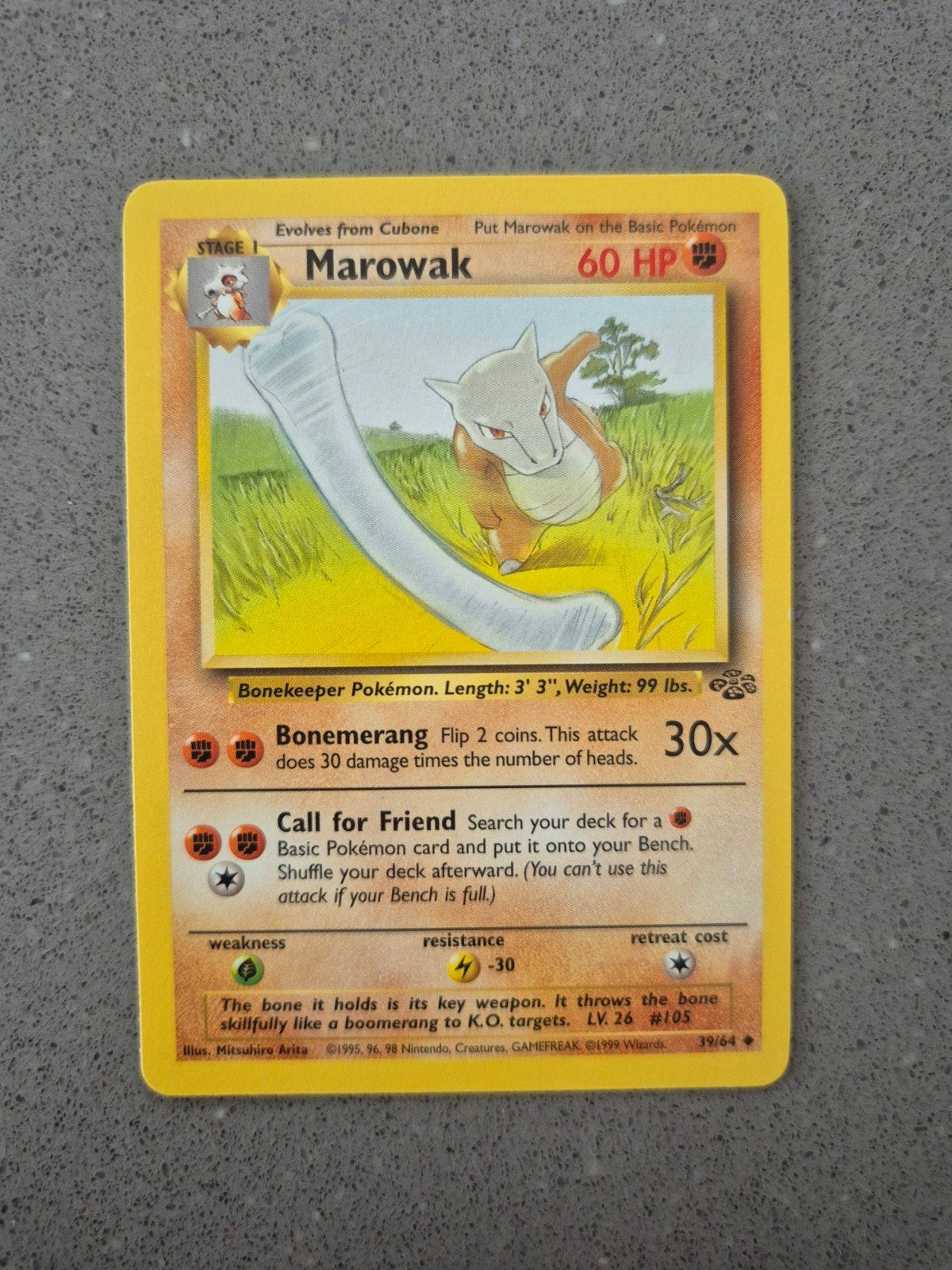 Marowak Pokémon kaart (39/64) - Jungle Set, Ophalen of Verzenden, Zo goed als nieuw, Losse kaart