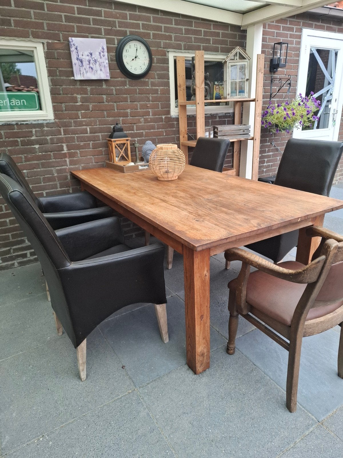 4 donkerbruine leren stoelen, Ophalen, Gebruikt, Bruin, Leer