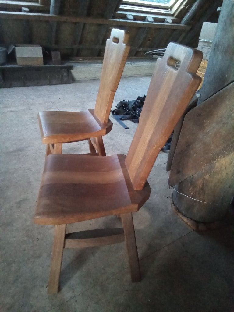 Eiken tafel en 6 stoelen, Ophalen, Bruin, Zo goed als nieuw, Vijf, Zes of meer stoelen