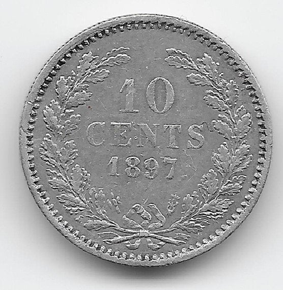 Nederland 10 cent 1897 KM# 116, Postzegels en Munten, Zilver, Ophalen of Verzenden, 10 cent, Koningin Wilhelmina