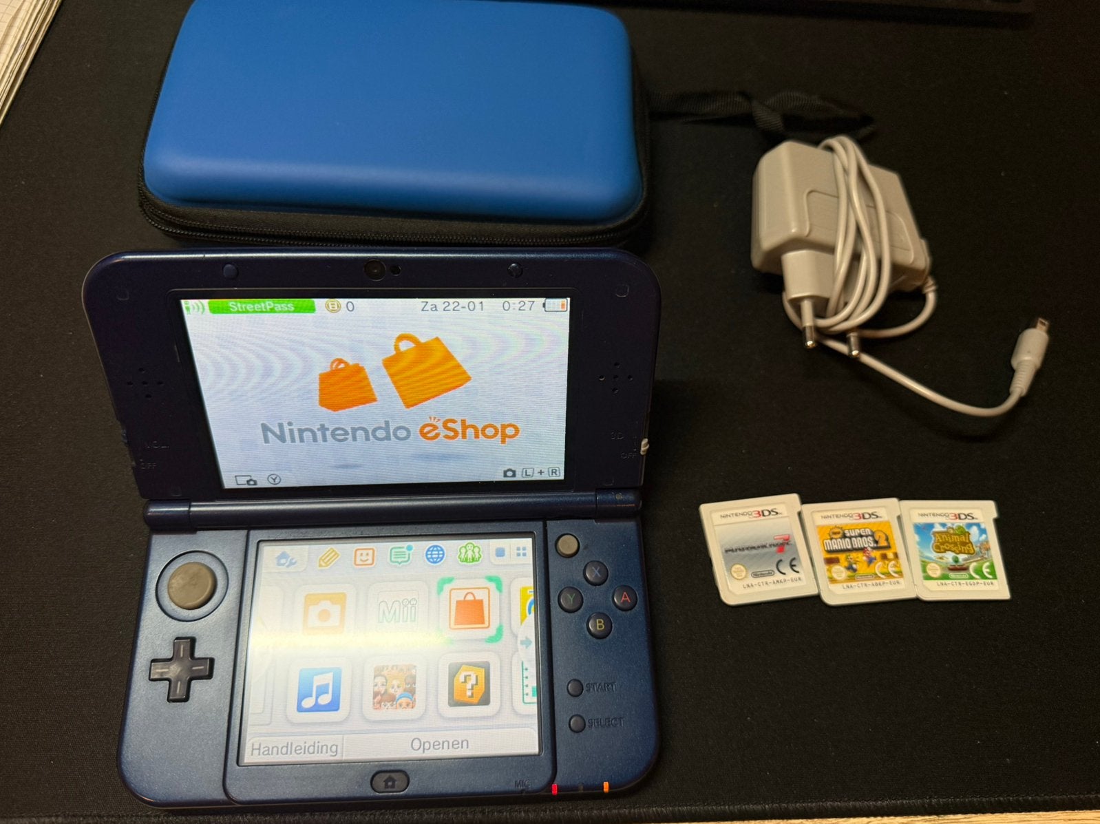 New Nintendo 3DS XL - dual IPS + 3 games!, Gebruikt, Blauw, 3DS XL, Ophalen of Verzenden