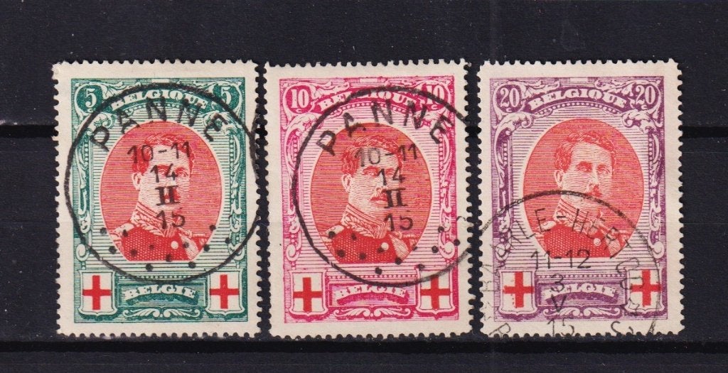 België 1915 Albert 1 Ten bate van het Rode Kruis gestempeld, Postzegels en Munten, Ophalen, Gestempeld, Rode kruis, Gestempeld