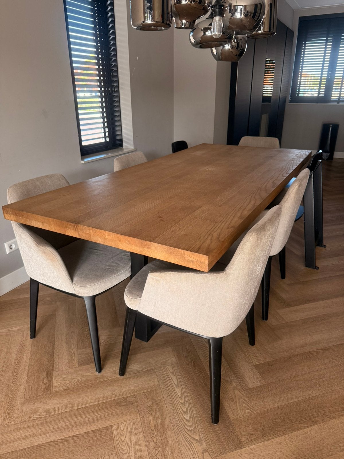 Eiken houten eettafel 220/100 cm, Ophalen, Gebruikt, 100 tot 150 cm, Eikenhout