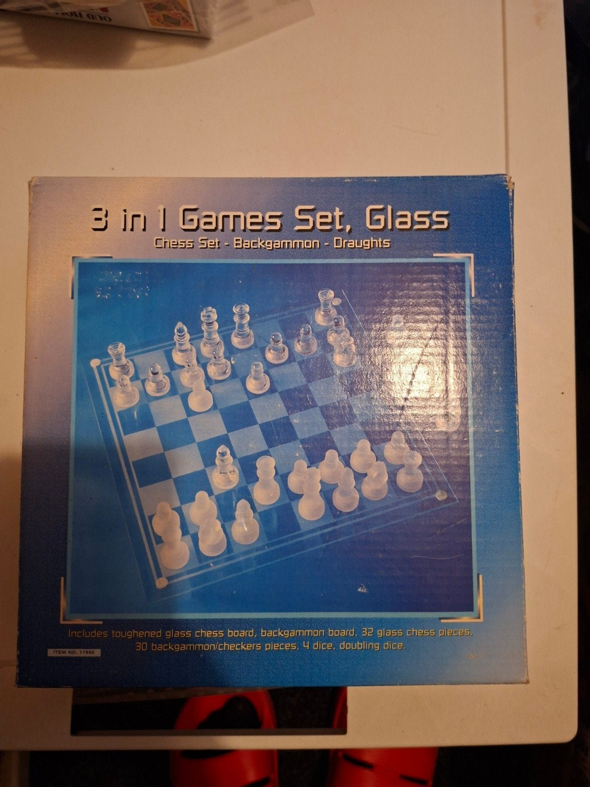 3-in-1 Glazen Spellen Set: Schaak, Dam, Backgammon, Een of twee spelers, Ophalen of Verzenden, Nieuw, Onbekend