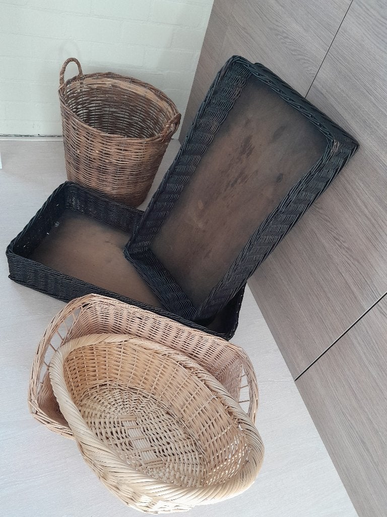 6 rieten manden, Mand, Ophalen of Verzenden, Zo goed als nieuw, Riet