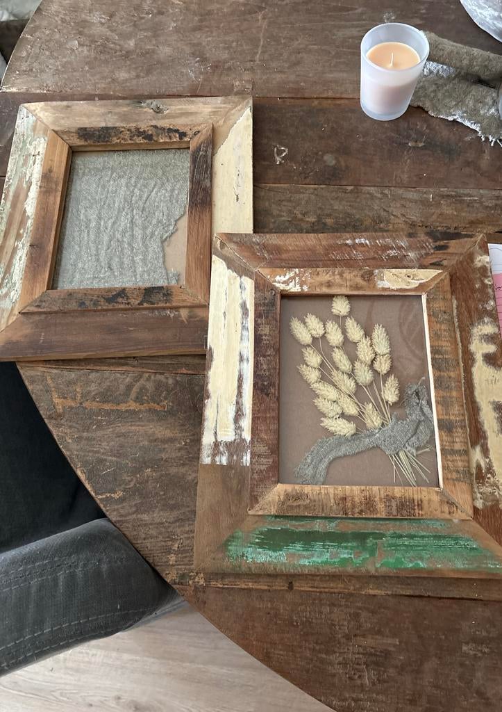 2 landelijke foto lijsten ( hoffz style ), Huis en Inrichting, Ophalen, Zo goed als nieuw, Hout, Minder dan 50 cm