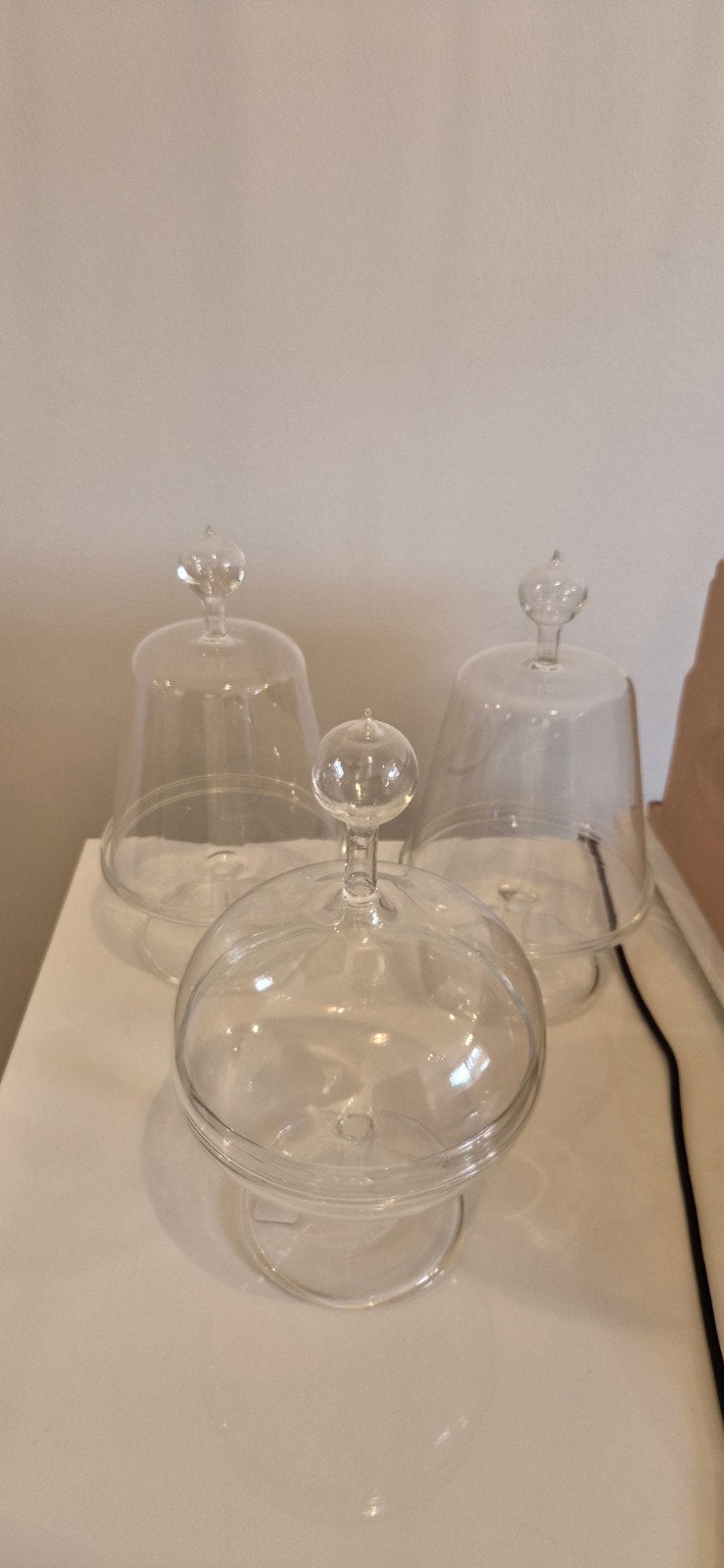 Set van 3 glazen stolpen - decoratief en functioneel, Antiek en Kunst, Ophalen of Verzenden