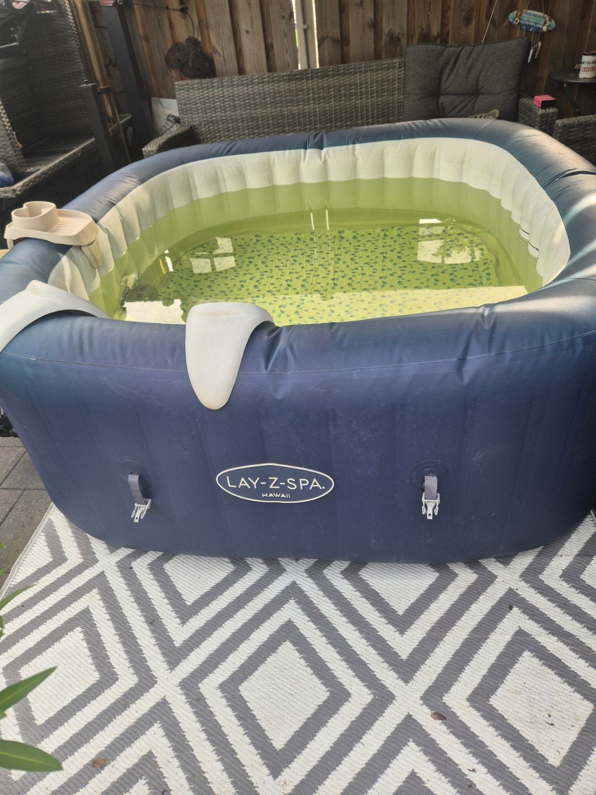 Lay-Z-Spa Hawaii  6 persoons jacuzzi met veel acc teab, Tuin en Terras, Zwembaden, Ophalen, Gebruikt, 200 tot 300 cm, Opblaaszwembad
