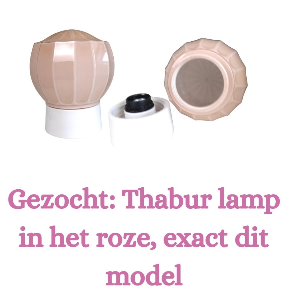 Gezocht: Thabur roze 'dennenappel' lamp, Ophalen of Verzenden