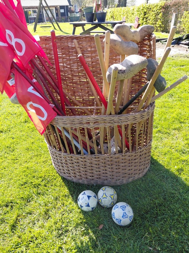 Compleet Boerengolfspel: 10 Vlaggen, 14 Sticks & Ballen, Ophalen, Gebruikt