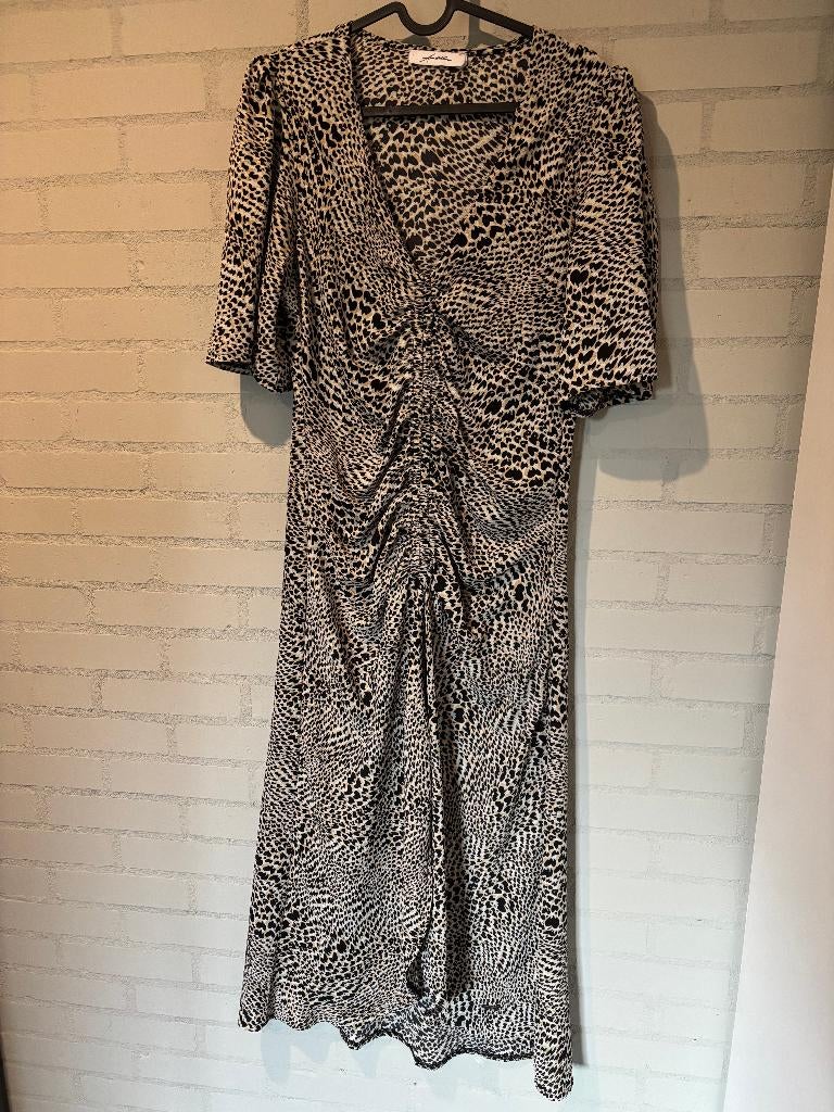Ambika Thomasa jurk zomerjurk V-hals zwart beige M, Kleding | Dames, Jurken, Maat 38/40 (M), Zwart, Ophalen of Verzenden, Zo goed als nieuw