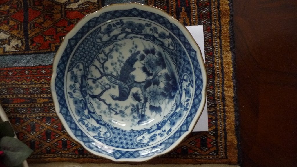 Chinees Japans Delfts blauw wit rond serveerschaal, Antiek en Kunst, Ophalen of Verzenden