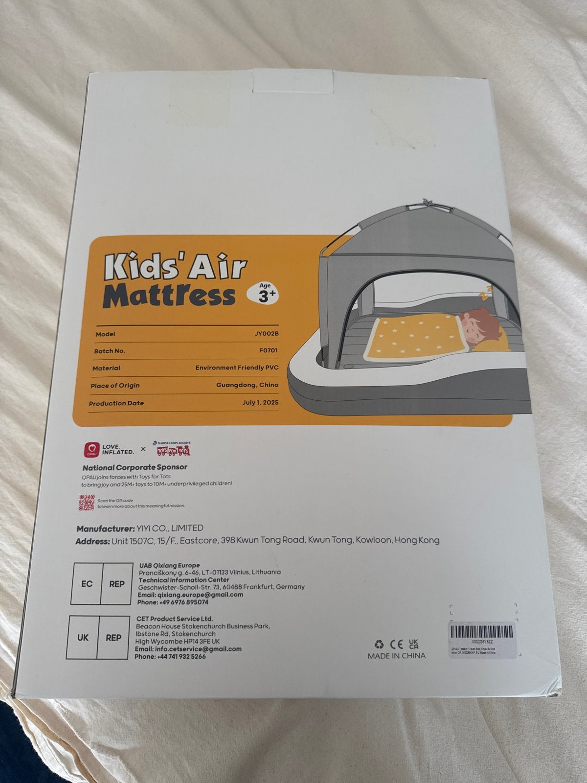 Kids' Air Matras met tent NIEUW - Opblaasbaar Kinderbed, Kinderen en Baby's, Ophalen, Nieuw, 70 tot 85 cm, 140 tot 160 cm