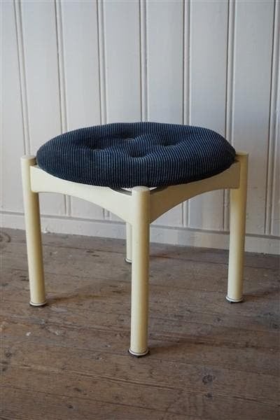 Vintage voetenbankje - krukje - poef, Minder dan 50 cm, Gebruikt, Rond, Minder dan 50 cm