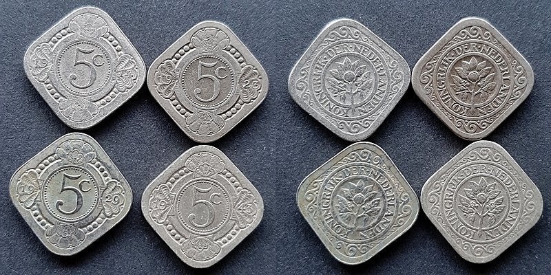 4 vierkante stuivers, Postzegels en Munten, Verzenden, Koningin Wilhelmina, 5 cent