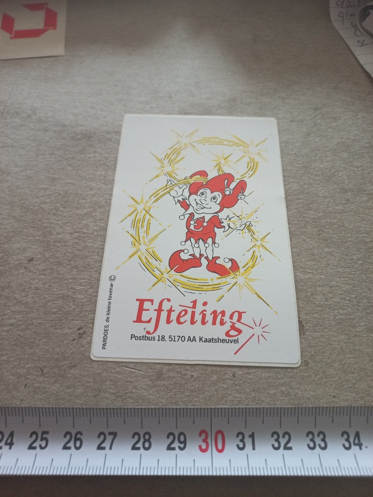 Efteling Pardoes kaartje - Vintage verzamelobject, Ophalen of Verzenden, Gebruikt, Overige typen